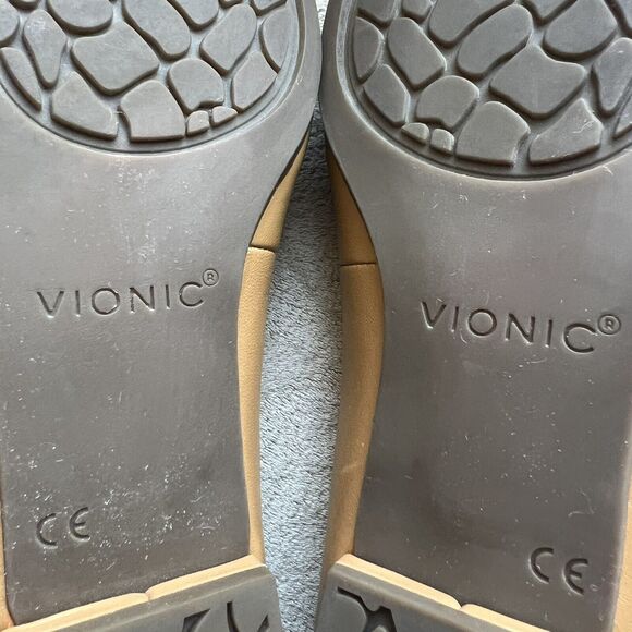 Vionic Arielle Caramel Tan Leather Flats Women’s 6 Pointed Toe Comfort Slip Ons - Picture 15 of 16